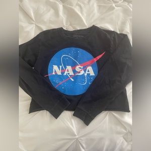Black NASA Cropped Sweatshirt